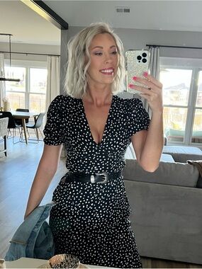 a new day Black Maxi Dress with White Heart Print